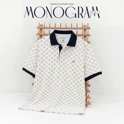 Áo polo nam TORANO MONOGRAM POLO bo kẻ chất thoáng khí thoải mái vải cotton trơn BASIC GSTP051
