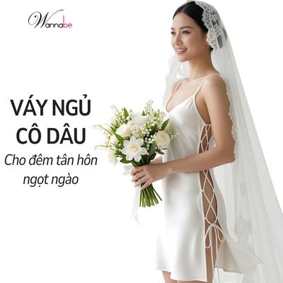 Váy ngủ nữ WANNABE satin mềm mịn 2 dây cutout lưng chữ V thanh lịch, 2 eo đan dây quyến rủ DNS35