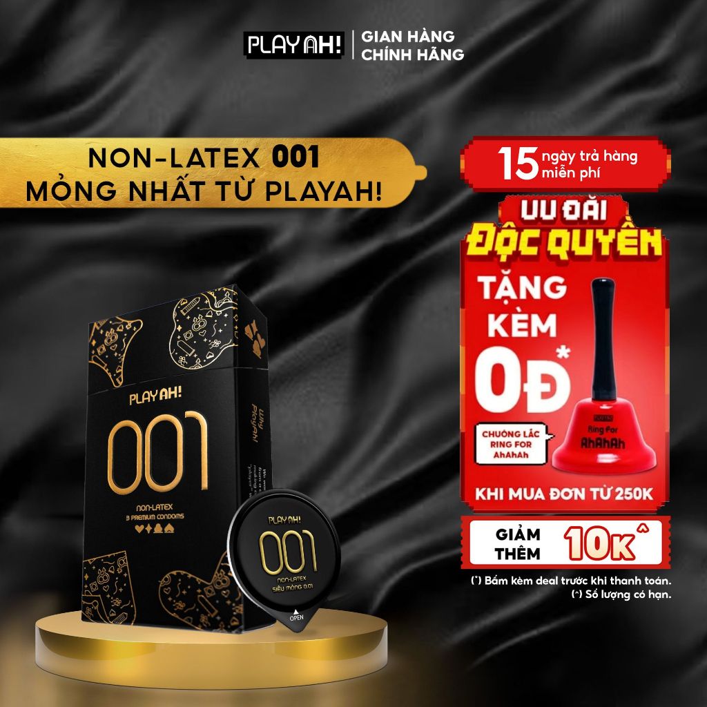 Bao Cao Su PlayAh! Non-Latex Siêu Mỏng 001 - Hộp 3 Cái