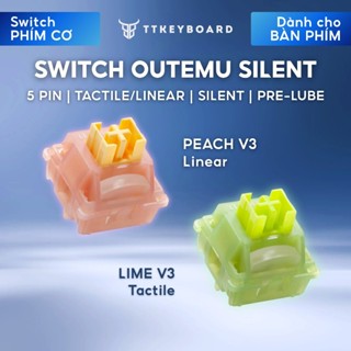 Switch Bàn Phím Cơ Im Lặng Outemu Silent Serie Peach Lime- 5 PIN - Có PreLube - Silent - Tản Led - TTkeyboard