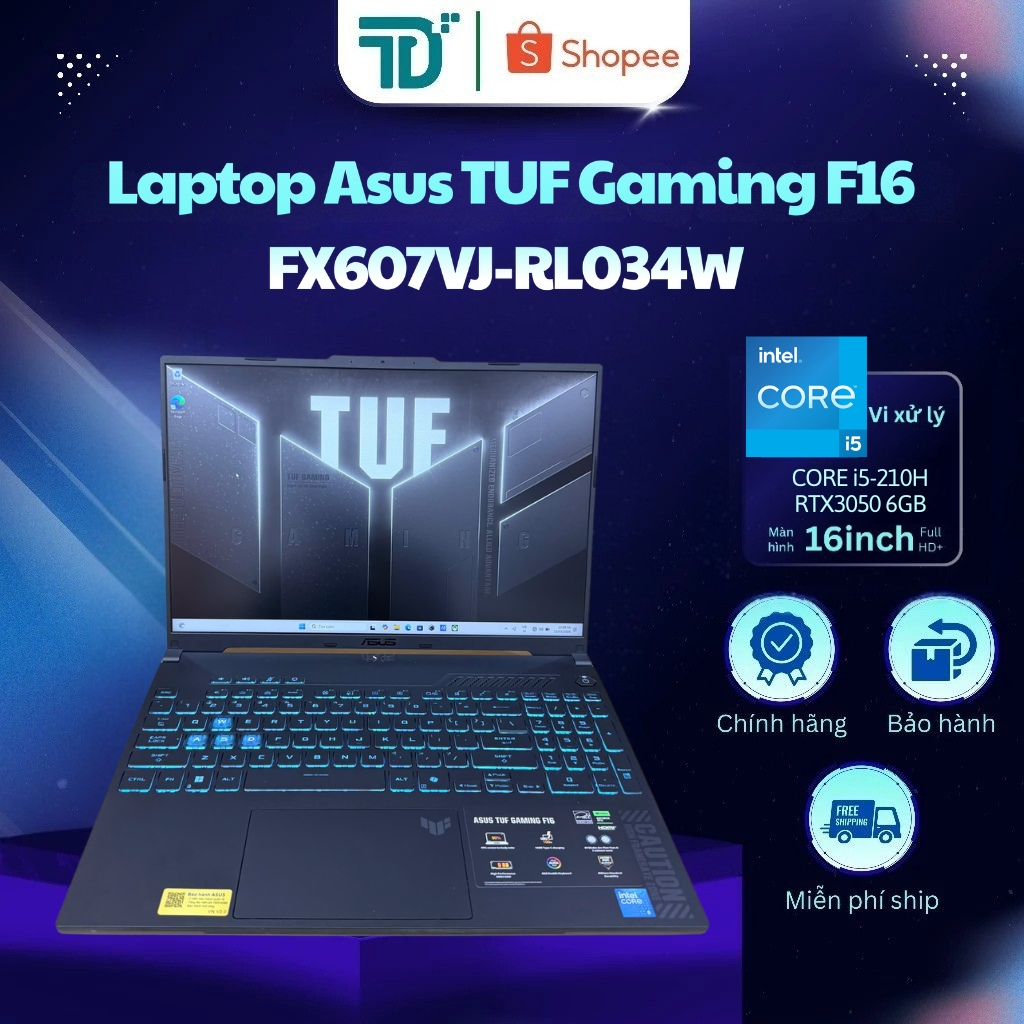 Asus TUF Gaming F16 FX607VJ-RL034W Core 5-210H/16GB/512GB/16"/RTX3050 6GB - Laptop 99%