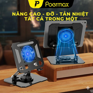 Giá đỡ máy tính xách tay, máy tính bảng, đế tản nhiệt xoay 360 độ chất liệu hợp kim-Poermax