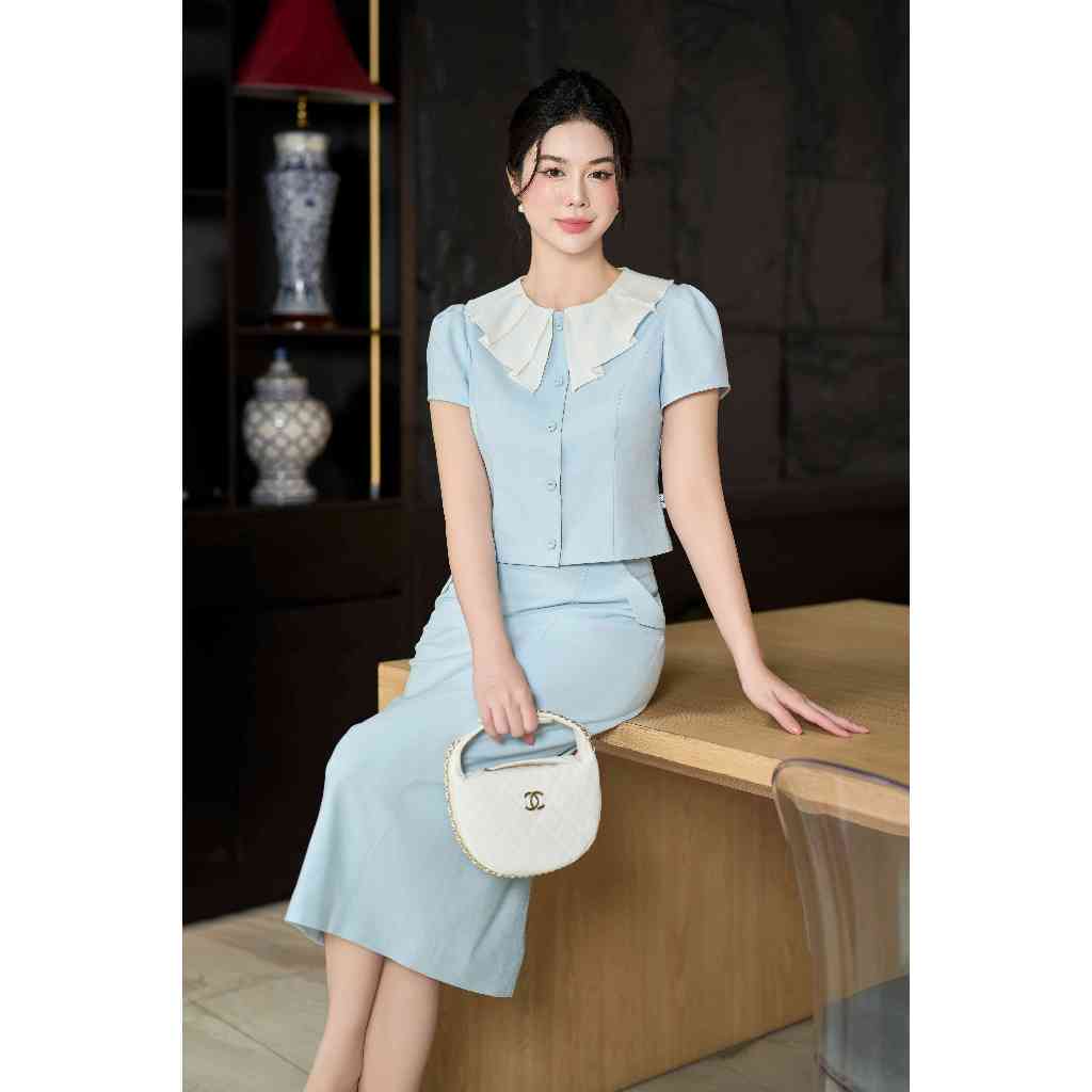 Áo vest cổ li thiết kế cao cấp Laeem Design,LV1N24012 phù hợp với các cô nàng công sở