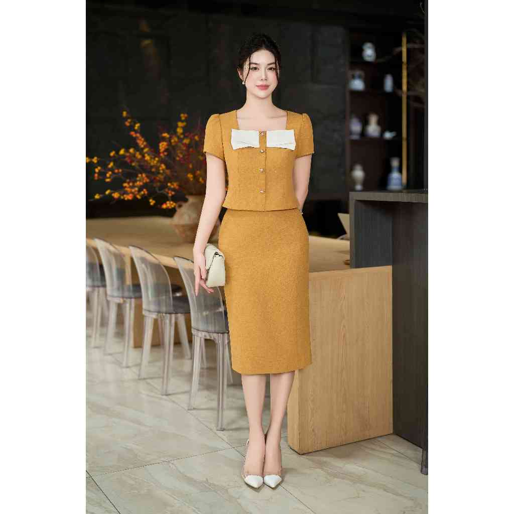 Chân váy ôm suông túi chéo thiết kế cao cấp Laeem Design, LJ1S24006