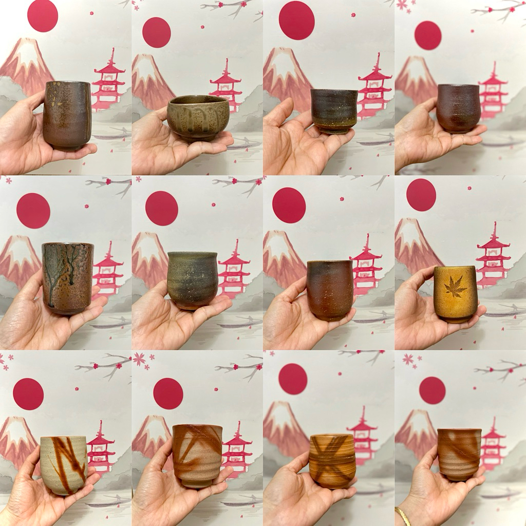 Bát/ Ly mộc Bizen/chawan bizen hỏa biến đẹp có triện hàng Nhật.