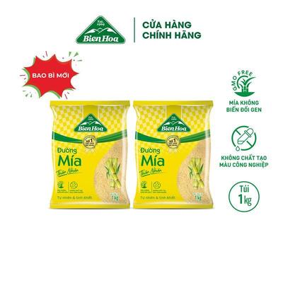 [Túi 1kg] Combo 2 Túi Đường mía thiên nhiên Biên Hòa 1kg/túi
