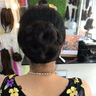 [HÌNH THẬT] TÓC GIẢ BÚI HOA CAO CẤP DỄ SỬ DỤNG