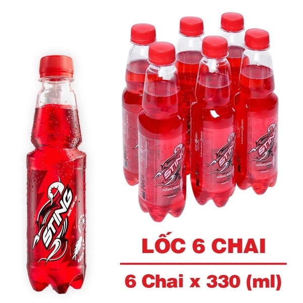 [Lốc 6 Chai] Nước Tăng Lực Sting Dâu 330ml - Sting Đỏ Giá Sỉ [DATE MỚI]