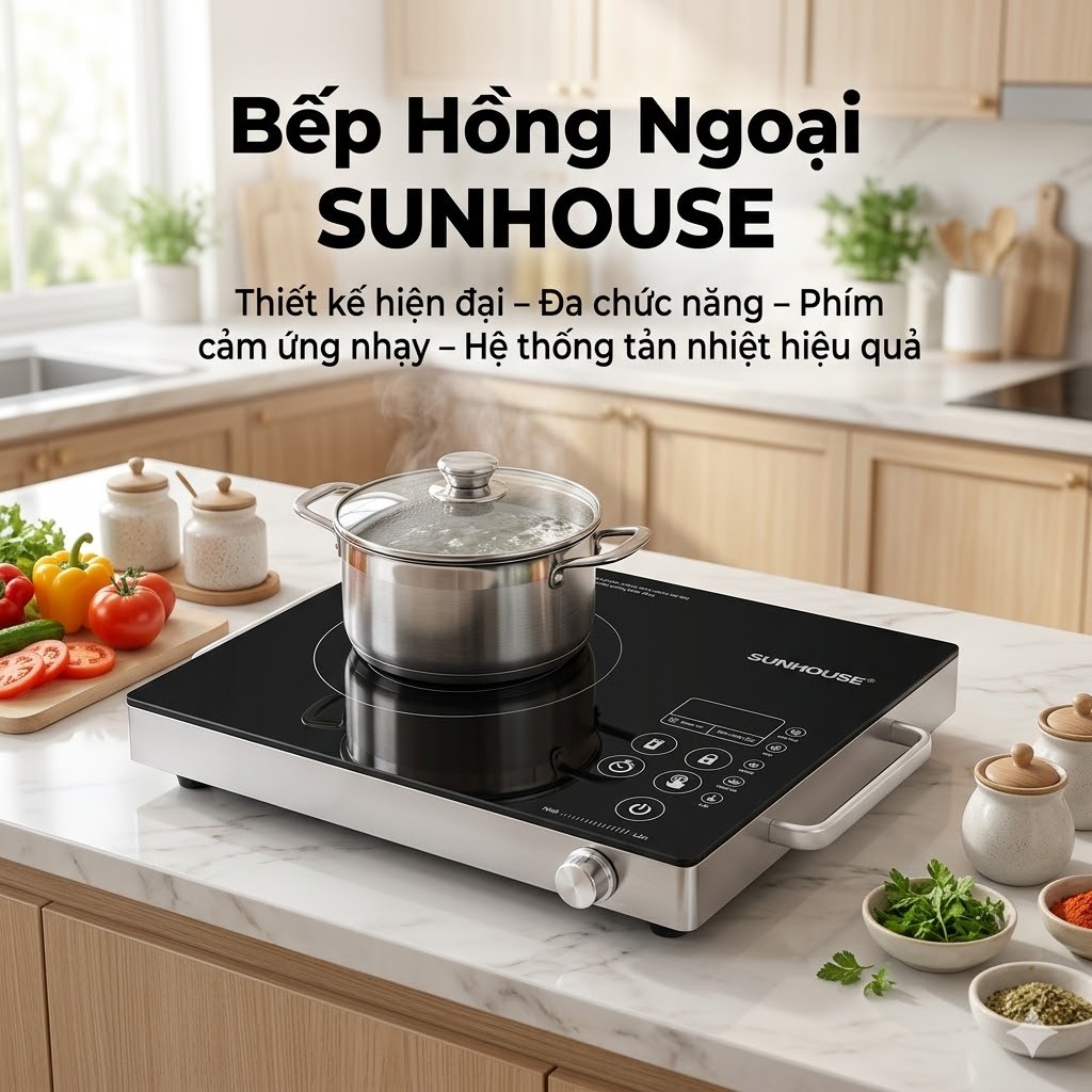 Bếp Hồng Ngoại SUNHOUSE SHD6017 Cao Cấp – Bếp Điện Hồng Ngoại Nấu Nhanh, Mặt Kính Chịu Nhiệt, Tiết Kiệm Điện Cho Gia Đìn