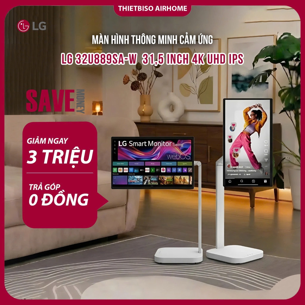 Màn Hình Thông Minh LG 32U889SA-W Smart Monitor Swing 31,5 Inch 4K UHD IPS Màn Hình Cảm Ứng - Bảo Hà