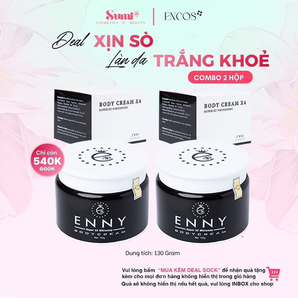 Combo 2 Hộp Kem Body X4 ENNY Dưỡng Trắng Trắng Ẩm Chống Nắng Toàn Thân 150 Gram