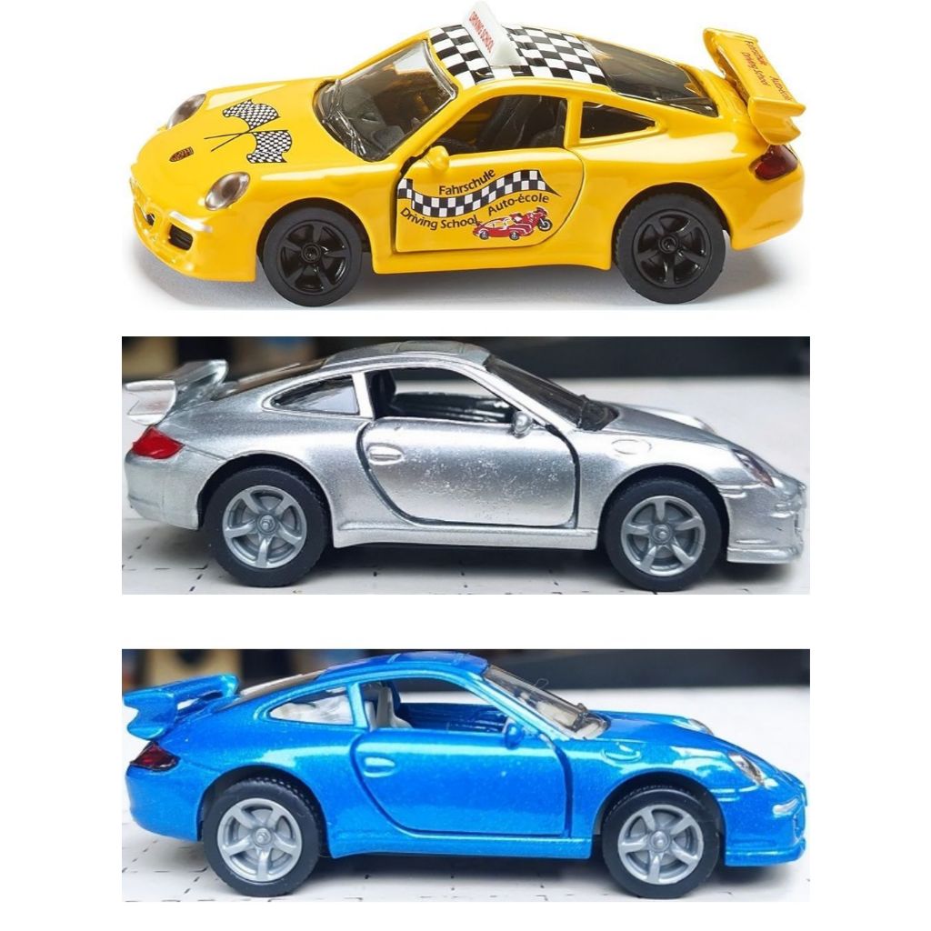 Xe mô hình tỉ lệ 1:55 SIKU 1001 1006 1456 1457 Cup Race Porsche 911 Driving School Fahrschule Carrer