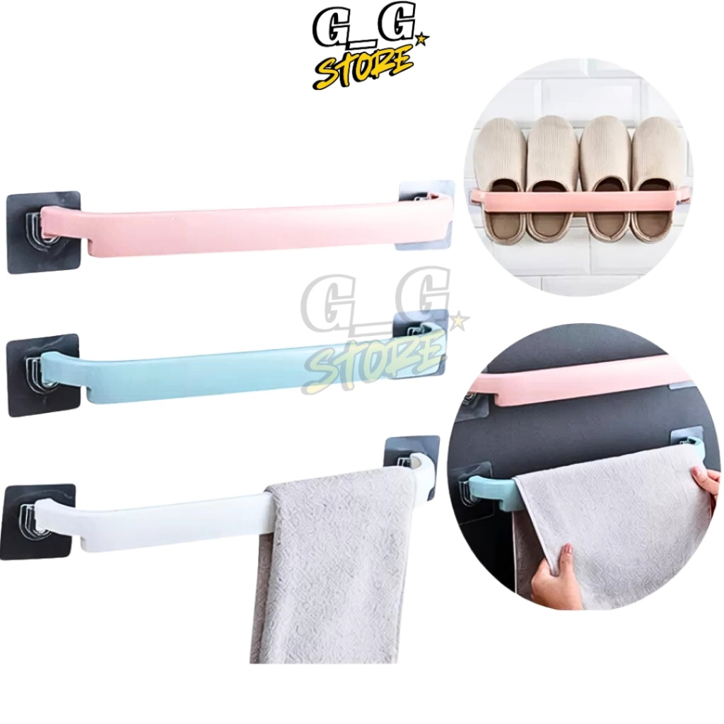 Thanh Treo Khăn Dán Tường Không Khoan, Giá Treo Khăn Nhà Tắm Tiện Lợi - GGStore