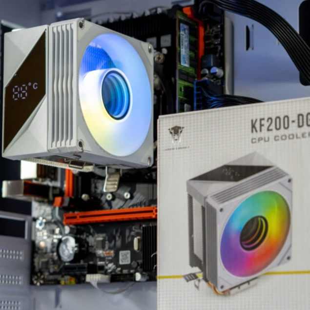 Fan cpu tản 2 ống đồng K200 Kf200 Jungle Leopard led RGB - Hiển thị nhiệt độ chính hãng - mini size