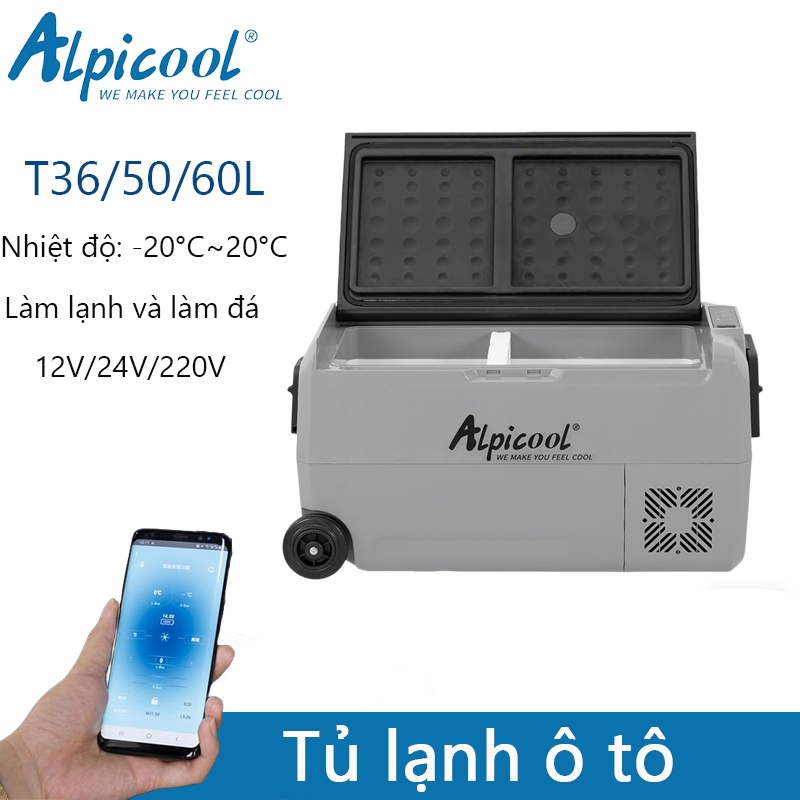Alpicool T36L/50L/60L Car Home Dual-use Refrigerated 12v/24V tủ lạnh nhỏ trên ô tô cắm trại tủ lạnh 