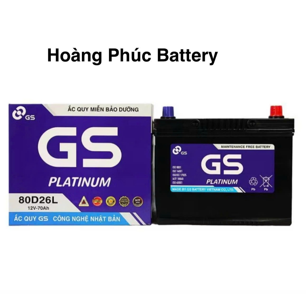 Bình Ắc Quy 12V-70Ah, Ắc Quy Ô Tô GS MF 80D26L/R