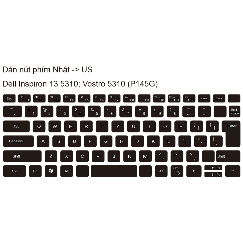 Dán nút phím Dell Inspiron 13 5310; Vostro 5310 (P145G)  Nhật -> US | Bàn phím layout Japan