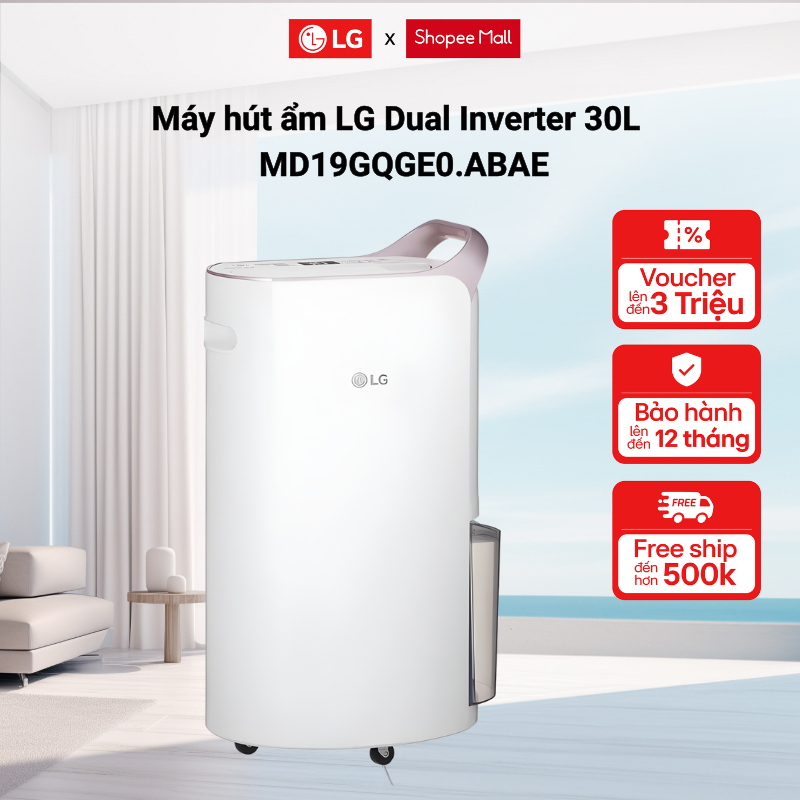 Máy hút ẩm LG Dual Inverter MD19GQGE0.ABAE 30L màu trắng