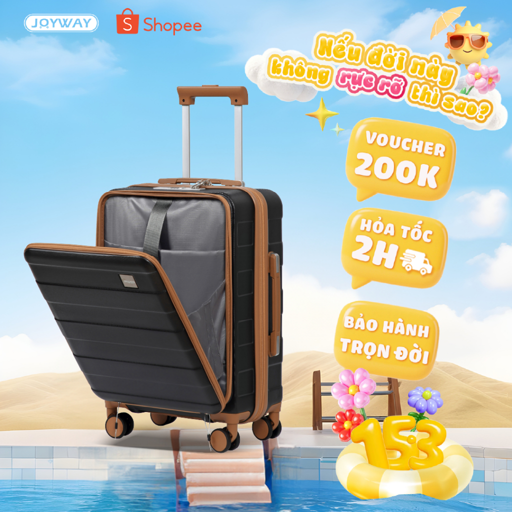 Vali Thương Gia Doanh nhân size 20 xách tay máy bay Thiết kế đẹp có ngăn đựng laptop có cổng sạc