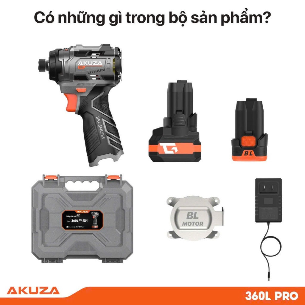 Bộ chuyên vít  AKUZA 360L ( gồm 1 thân  + 2 pin + 1 sạc)
