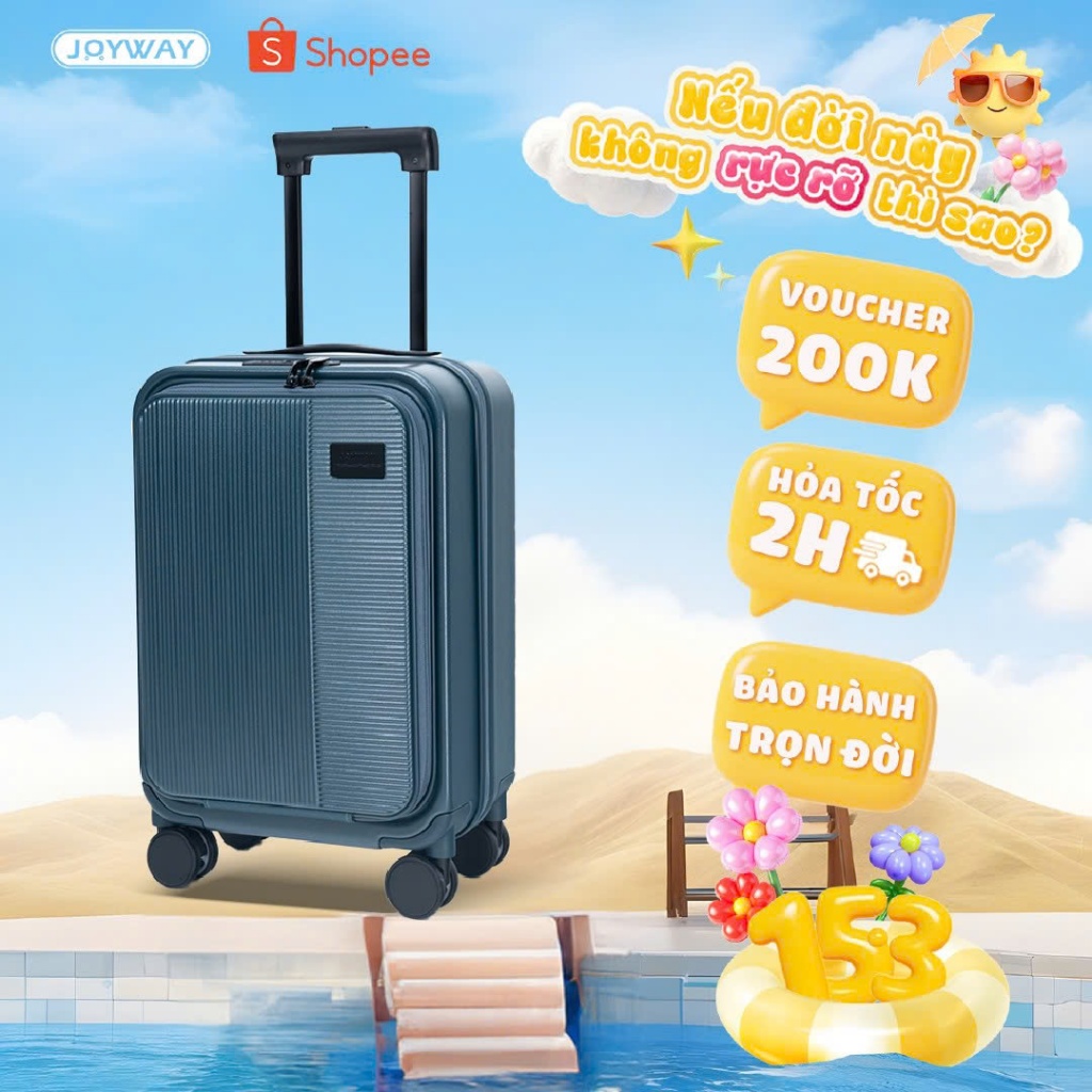 NGĂN CHỨA RỘNG Vali Kéo JOYWAY, Mở Rộng Dây Kéo, Chống Bung, Tiện Lợi Hành lý Du Lịch