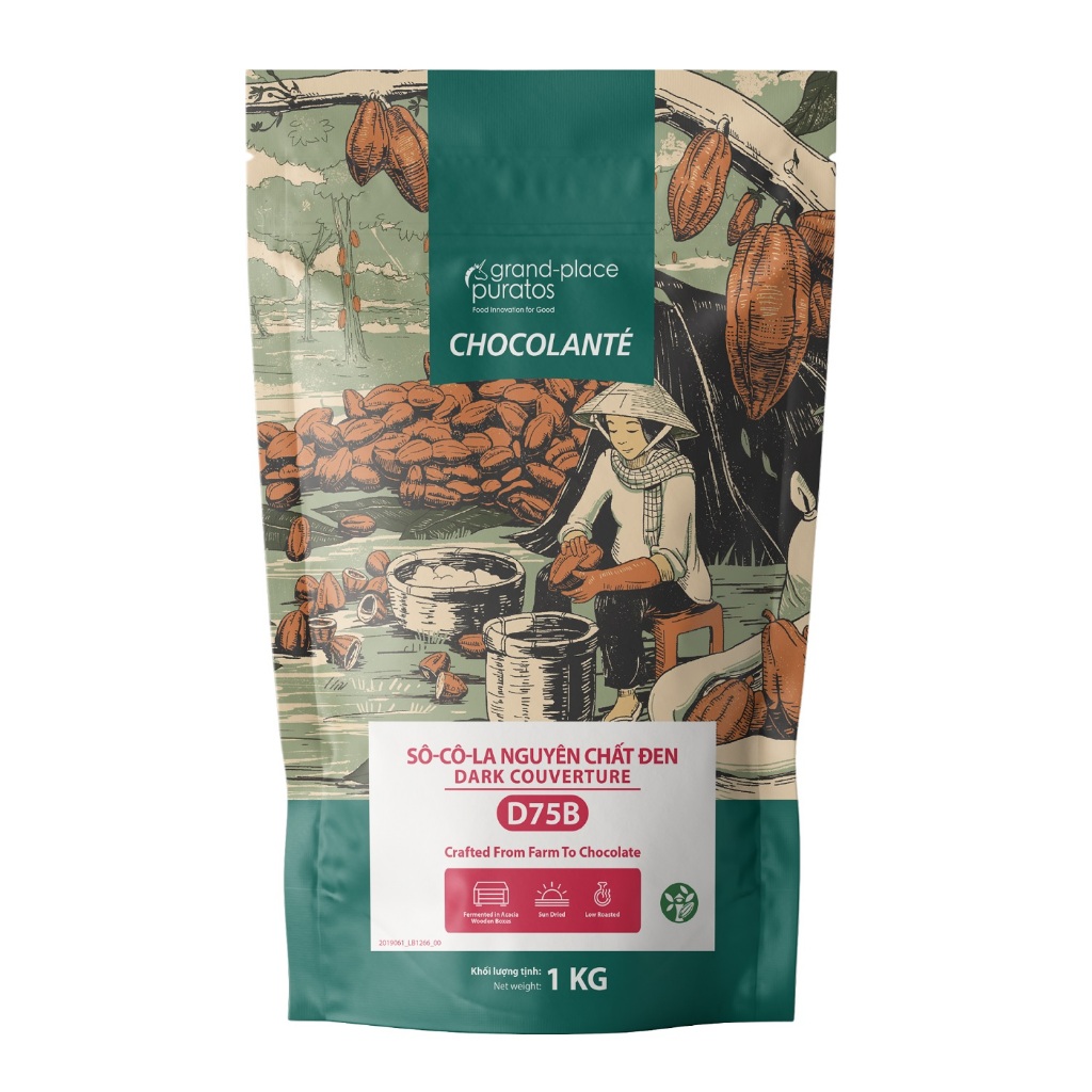 Socola Nút Đen 75% Grand Place Puratos - 1 kg (Date luôn mới) ) (Chỉ giao hỏa tốc trong Tp.HCM)