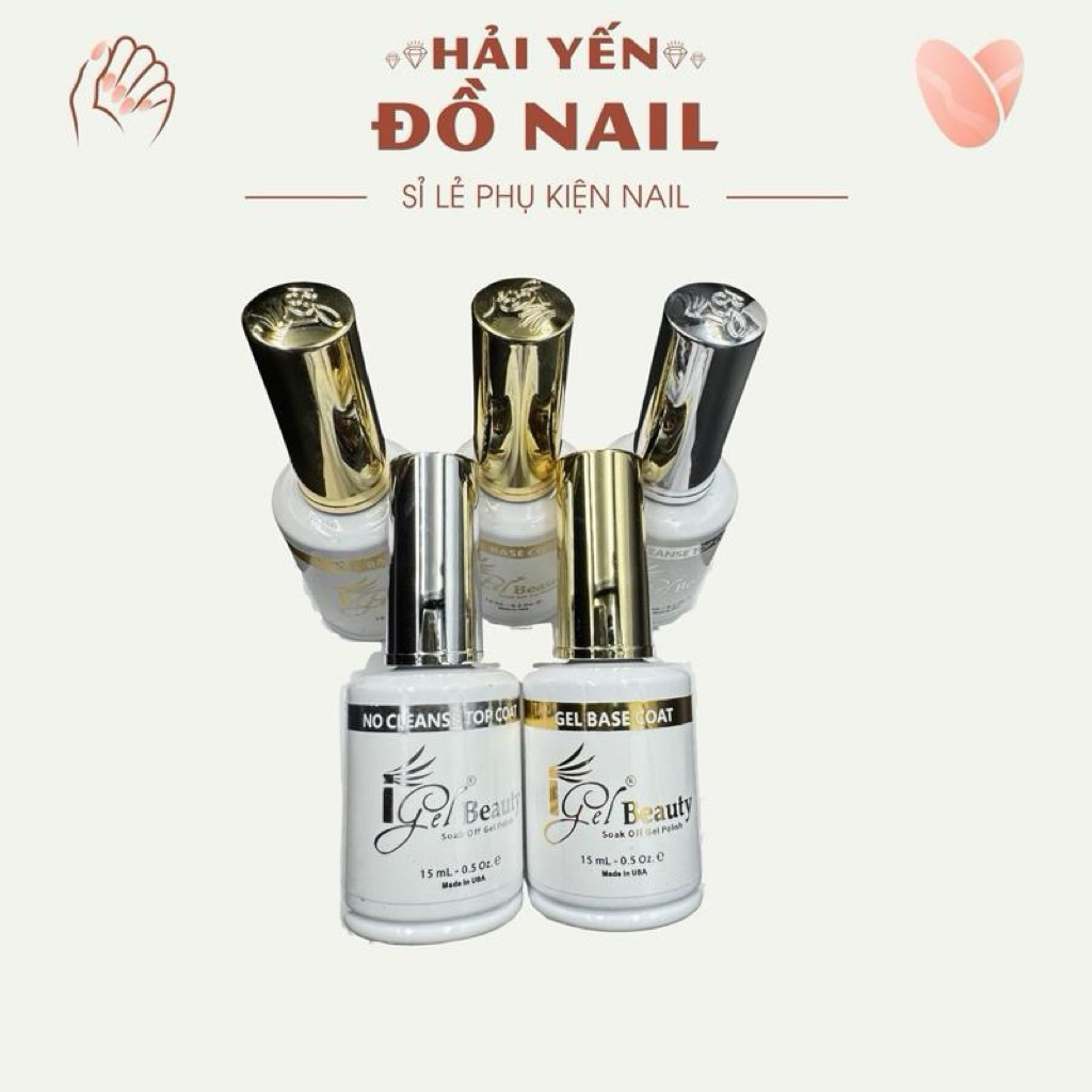 Cặp Base Top Mỹ iGel Beauty L1 – Combo Gel Lót & Gel Phủ Bóng Cao Cấp, Bền Màu, Bóng Lâu, Dễ Sơn