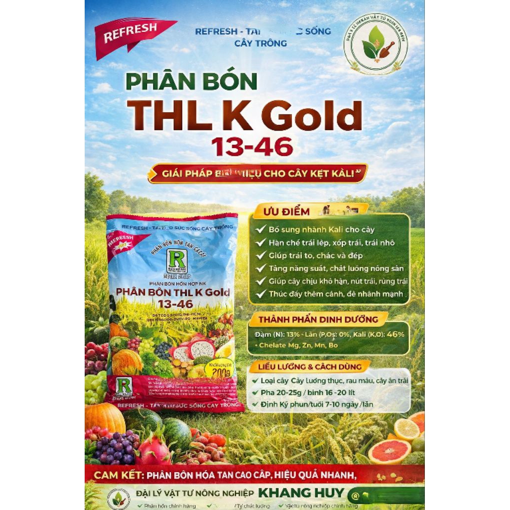 PHÂN BÓN THL K GOLD 13-46 – TRÁI TO, CÂY KHỎE, MÙA VỤ BỘI THU