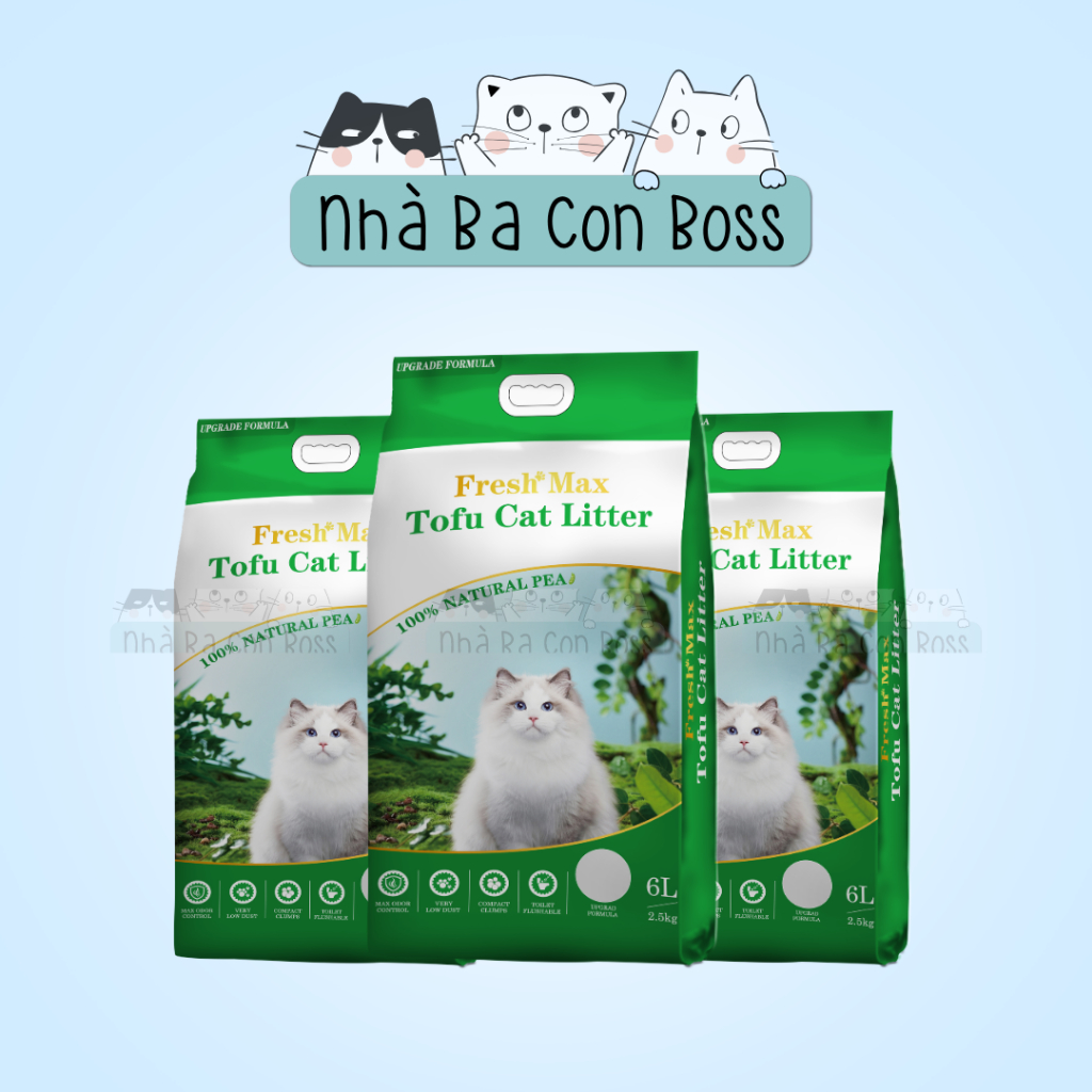 Cát Vệ Sinh Fresh Max Tofu Cho Mèo Bao 6L (2.5kg) - Nhà Ba Con Boss Petshop