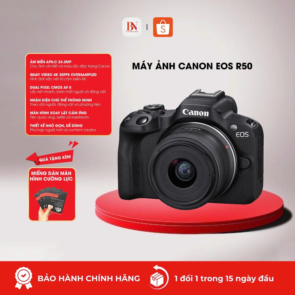 [Bảo hành 24 tháng] Máy ảnh Canon EOS R50 | Chính Hãng