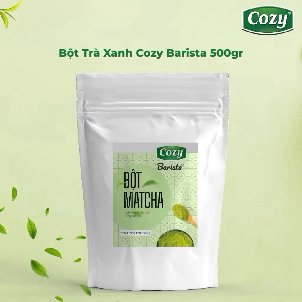 Bột Matcha Cozy Trà Xanh Hữu Cơ Công Nghệ Nhật Bản túi 500gr , bột matcha cozy nghiền không sinh nhi