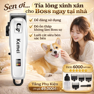 Máy Cạo Tỉa Lông Chó Mèo Kemei KM-809PG, Tông Đơ Cắt Lông Thú Cưng Sạc Pin, Động Cơ Êm