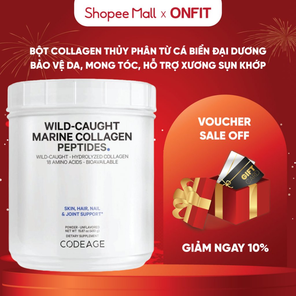 Collagen Wild Caught Marine Collagen Peptides (450g) Bổ Sung Collagen và 18 Loại Amino Acids | ONFIT