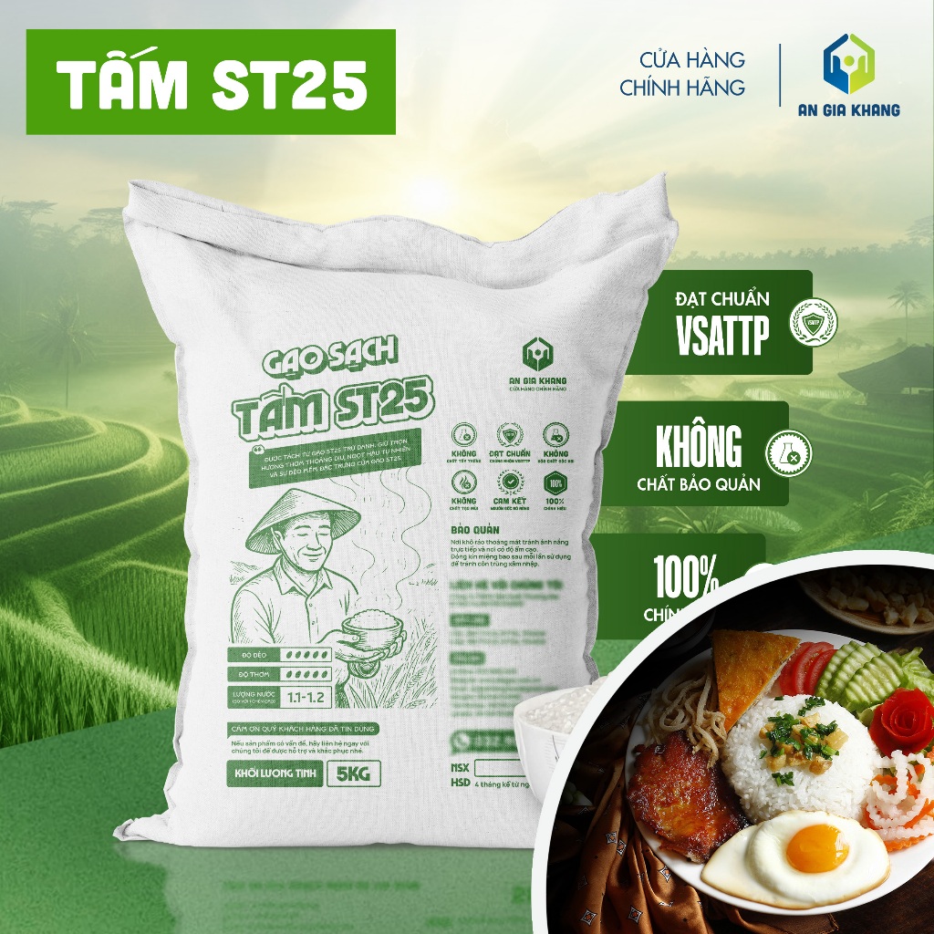Gạo Tấm ST25 AGKF (An Gia Khang Food) - Thơm Ngon (Túi 5kg)