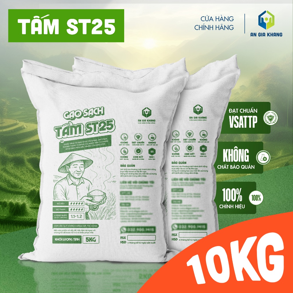 [Túi 10KG] Gạo Tấm ST25 AGKF (An Gia Khang Food) - Thơm Ngon