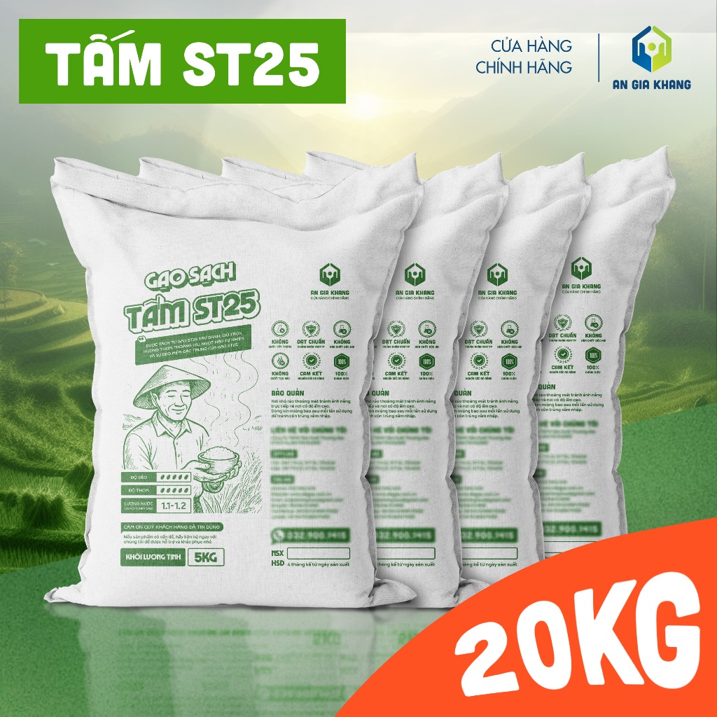 [Túi 20KG] Gạo Tấm ST25 AGKF (An Gia Khang Food) - Thơm Ngon