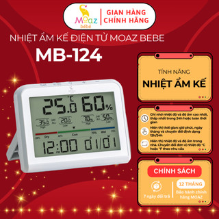 Nhiệt ẩm kế, nhiệt kế đo nhiệt độ, đo độ ẩm, thông tin thời tiết Moaz BéBé MB124