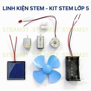 Bộ kit thí nghiệm STEAM - điện công nghệ 4 - 5, Motor 130 180 300, Lắp quạt, Pin mặt trời sáng LED, Pin mặt trời
