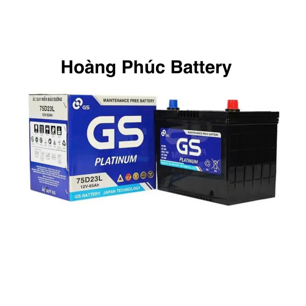 Bình ắc quy 12v miễn bảo dưỡng GS MF 75D23L (12V-65AH)