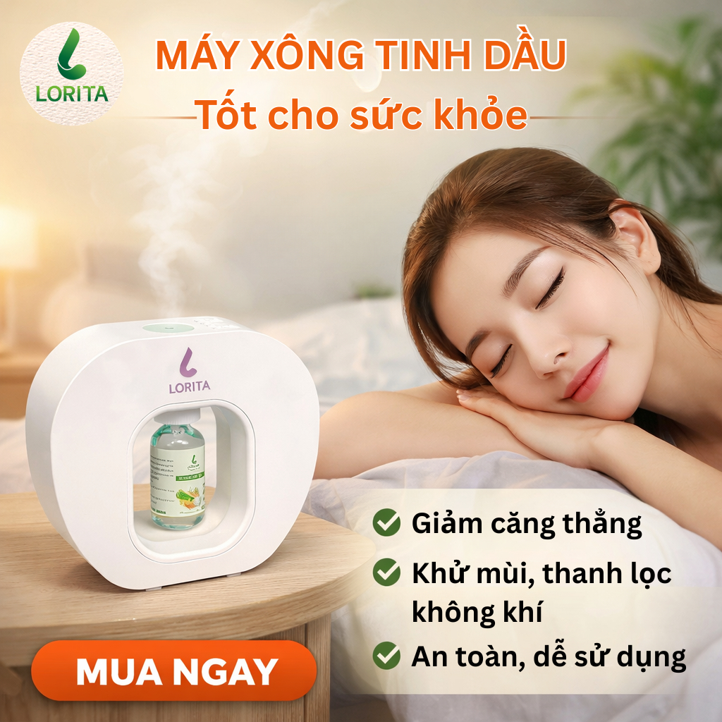 Máy xông tinh dầu LORITA quả Táo dùng PIN thuận tiện,nhỏ gọn - Tốt cho sức khỏe,thơm nhà thơm phòng#