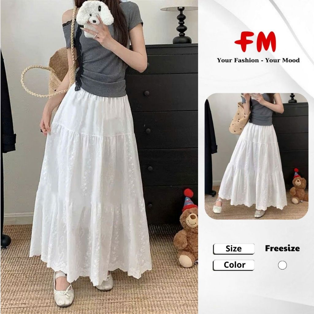 Chân Váy Chữ A Dài Nữ FMSTYLE SHOP - Viền Hoa Nổi Thời Trang Trẻ Trung Form Xòe Tiểu Thư 26030178