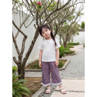 Set bộ cộc tay bé gái thiết kế điệu đà mix quần dáng lửng, chất cotton thoáng khí Miniumbaby SB2549