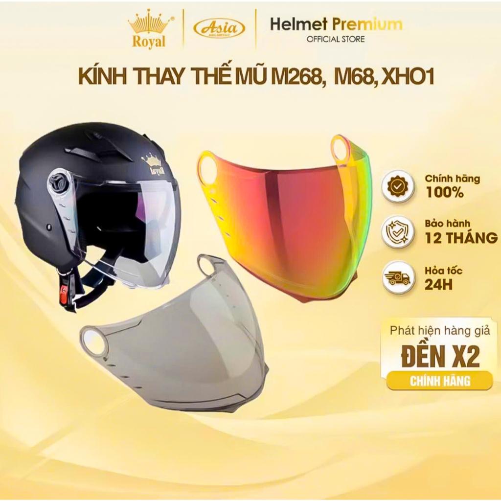 Kính thay thế cho loại mũ ROYAL XH01 M668 M268 M289 mới 100%