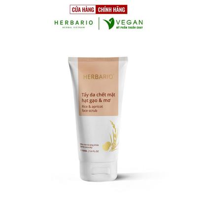 Tẩy da chết mặt hạt gạo & mơ Herbario 160ml thuần chay