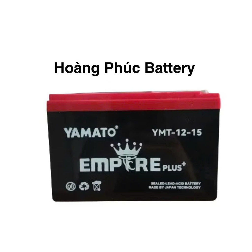ẮC QUY XE ĐẠP ĐIỆN YAMATO  Empire Plus 12v-15ah nặng 4,2kg/bình bảo hành 12 tháng.
