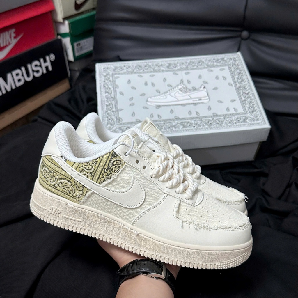 Giày Thể Thao  Air Force 1 Paisley Canvas Kem