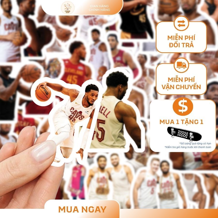Set 36+ Hình Dán Sticker BigSize Cầu thủ NBA -DÔNVAN MITCHELL,Trang Trí Mũ, Điện Thoai, Laptop (50mm