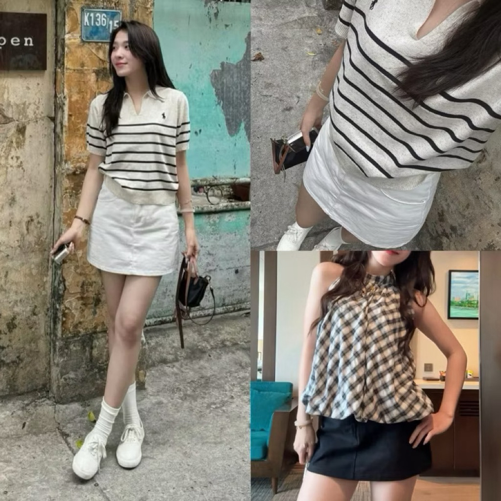(ẢNH OLDSCHOOL) Chân váy KAKI MỀM dáng ngắn chữ A kèm quần trong cho nữ m506 | BigBuy360 - bigbuy360.vn