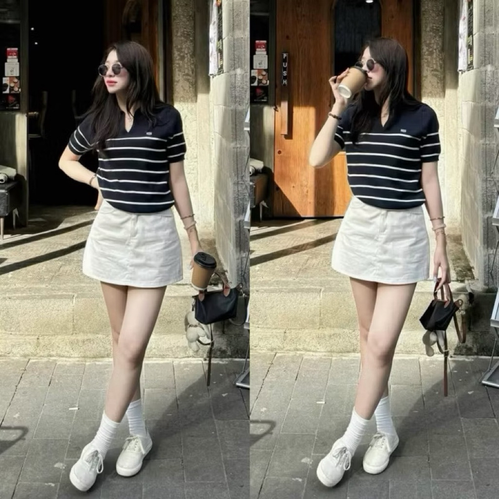 (ẢNH OLDSCHOOL) Chân váy KAKI MỀM dáng ngắn chữ A kèm quần trong cho nữ m506