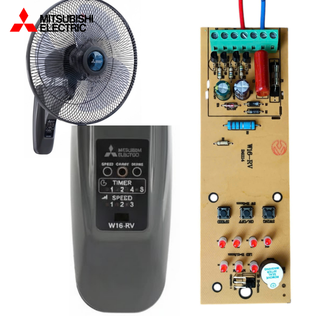 Bo Mạch quạt treo tường Mitsubishi W16-RV (Mạch vàng bắt vít)